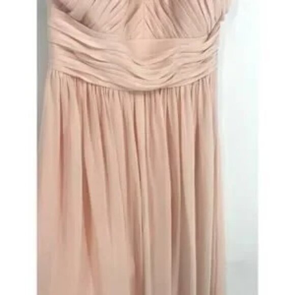 Bill Levkoff Shell Pink Chiffon Halter Dress 7001 Size 12 NWOT - Picture 3 of 8